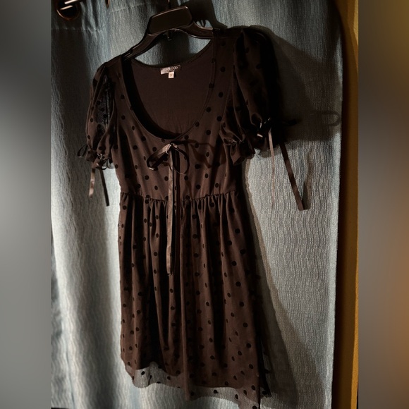 Foxblood Polka Dot Mini Babydoll Mesh Dress - Picture 5 of 10